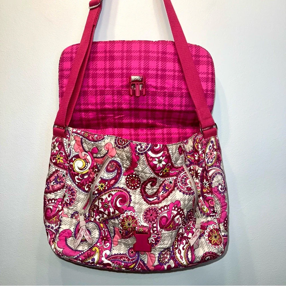 Vera Bradley Purple,Pink and Gray Messenger Bag Crossbody Fall 2012 EUC